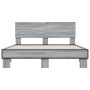 Sonoma gray metal engineered wood bed frame 140x200 cm by vidaXL, Beds and slatted bases - Ref: Foro24-3280195, Price: 149,79...