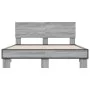 Sonoma gray metal engineered wood bed frame 140x200 cm by vidaXL, Beds and slatted bases - Ref: Foro24-3280195, Price: 148,01...