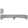 Sonoma gray metal engineered wood bed frame 140x200 cm by vidaXL, Beds and slatted bases - Ref: Foro24-3280195, Price: 149,79...