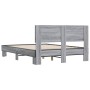 Estructura cama madera ingeniería metal gris Sonoma 140x200 cm