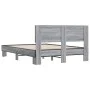 Sonoma gray metal engineered wood bed frame 140x200 cm by vidaXL, Beds and slatted bases - Ref: Foro24-3280195, Price: 148,01...