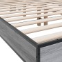 Estructura cama madera ingeniería metal gris Sonoma 140x200 cm