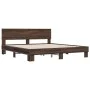 Estructura cama madera ingeniería metal marrón roble 200x200 cm de vidaXL, Camas y somieres - Ref: Foro24-3280176, Precio: 16...