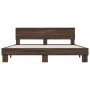 Estructura cama madera ingeniería metal marrón roble 200x200 cm de vidaXL, Camas y somieres - Ref: Foro24-3280176, Precio: 16...