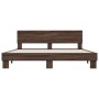 Oak brown metal engineered wood bed frame 200x200 cm by vidaXL, Beds and slatted bases - Ref: Foro24-3280176, Price: 164,52 €...