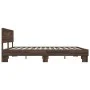 Estructura cama madera ingeniería metal marrón roble 200x200 cm de vidaXL, Camas y somieres - Ref: Foro24-3280176, Precio: 16...