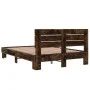 Bettgestell aus Holzwerkstoff, Metall, geräucherte Eiche, 140 x 190 cm von vidaXL, Betten und Lattenroste - Ref: Foro24-32801...