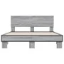 Estructura cama madera ingeniería metal gris Sonoma 120x190 cm de vidaXL, Camas y somieres - Ref: Foro24-3280205, Precio: 138...