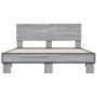 Sonoma gray metal engineered wood bed frame 120x190 cm by vidaXL, Beds and slatted bases - Ref: Foro24-3280205, Price: 140,66...