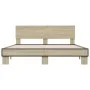 Estructura cama madera ingeniería metal roble Sonoma 150x200 cm de vidaXL, Camas y somieres - Ref: Foro24-3280188, Precio: 14...