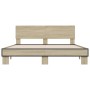 Sonoma oak metal engineered wood bed frame 150x200 cm by vidaXL, Beds and slatted bases - Ref: Foro24-3280188, Price: 146,29 ...