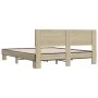 Estructura cama madera ingeniería metal roble Sonoma 150x200 cm de vidaXL, Camas y somieres - Ref: Foro24-3280188, Precio: 14...