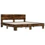 Engineered wood bed frame metal smoked oak 200x200cm by vidaXL, Beds and slatted bases - Ref: Foro24-3280174, Price: 156,89 €...