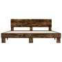 Estructura cama madera ingeniería metal roble ahumado 200x200cm de vidaXL, Camas y somieres - Ref: Foro24-3280174, Precio: 15...