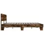 Engineered wood bed frame metal smoked oak 200x200cm by vidaXL, Beds and slatted bases - Ref: Foro24-3280174, Price: 156,89 €...