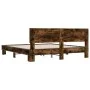 Engineered wood bed frame metal smoked oak 200x200cm by vidaXL, Beds and slatted bases - Ref: Foro24-3280174, Price: 156,89 €...