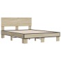 Estructura cama madera ingeniería metal roble Sonoma 140x190 cm de vidaXL, Camas y somieres - Ref: Foro24-3280213, Precio: 14...