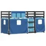 Bunk bed with curtains solid blue pine wood 90x200 cm by vidaXL, Beds and slatted bases - Ref: Foro24-3283935, Price: 290,09 ...