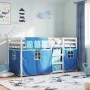 Bunk bed with curtains solid blue pine wood 80x200 cm by vidaXL, Beds and slatted bases - Ref: Foro24-3283902, Price: 158,72 ...
