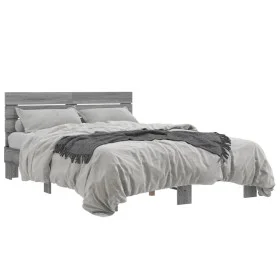 Sonoma gray metal engineered wood bed frame 120x200 cm by vidaXL, Beds and slatted bases - Ref: Foro24-3280155, Price: 138,63...