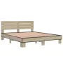 Sonoma oak metal engineered wood bed frame 150x200 cm by vidaXL, Beds and slatted bases - Ref: Foro24-3280143, Price: 141,11 ...