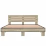 Sonoma oak metal engineered wood bed frame 150x200 cm by vidaXL, Beds and slatted bases - Ref: Foro24-3280143, Price: 141,11 ...