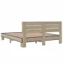 Sonoma oak metal engineered wood bed frame 150x200 cm by vidaXL, Beds and slatted bases - Ref: Foro24-3280143, Price: 141,11 ...