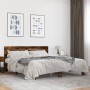 Engineered wood bed frame metal smoked oak 200x200cm by vidaXL, Beds and slatted bases - Ref: Foro24-3280129, Price: 157,81 €...
