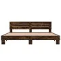 Estructura cama madera ingeniería metal roble ahumado 200x200cm de vidaXL, Camas y somieres - Ref: Foro24-3280129, Precio: 15...
