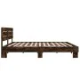 Estructura cama madera ingeniería metal roble ahumado 200x200cm de vidaXL, Camas y somieres - Ref: Foro24-3280129, Precio: 15...