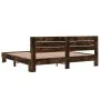 Estructura cama madera ingeniería metal roble ahumado 200x200cm de vidaXL, Camas y somieres - Ref: Foro24-3280129, Precio: 15...