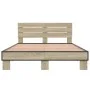 Sonoma oak metal engineered wood bed frame 140x200 cm by vidaXL, Beds and slatted bases - Ref: Foro24-3280148, Price: 138,67 ...