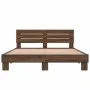 Estructura cama madera ingeniería metal marrón roble 160x200 cm de vidaXL, Camas y somieres - Ref: Foro24-3280141, Precio: 15...