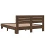 Estructura cama madera ingeniería metal marrón roble 160x200 cm de vidaXL, Camas y somieres - Ref: Foro24-3280141, Precio: 15...