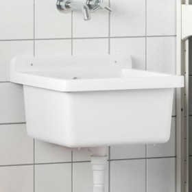 Fregadero lavabo de pared resina blanco 40x40x24 cm