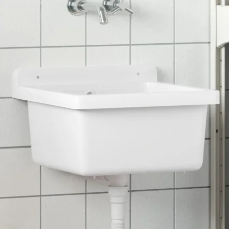 Fregadero lavabo de pared resina blanco 40x40x24 cm de vidaXL, Fregaderos - Ref: Foro24-4002793, Precio: 69,20 €, Descuento: %