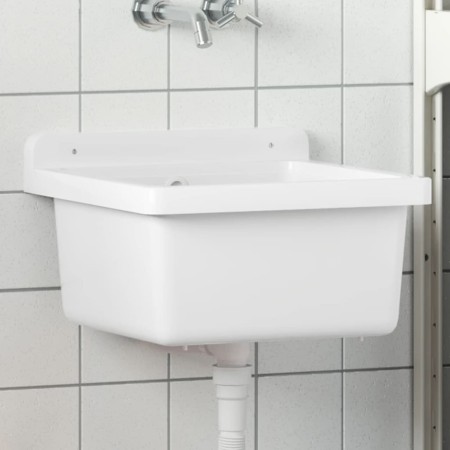 Wandwaschbecken aus weißem Kunstharz, 40 x 40 x 24 cm von vidaXL, Sinkt - Ref: Foro24-4002793, Preis: 65,78 €, Rabatt: %