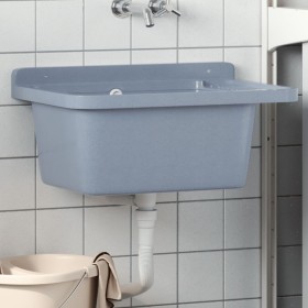 Fregadero lavabo de pared resina gris 60x40x28 cm
