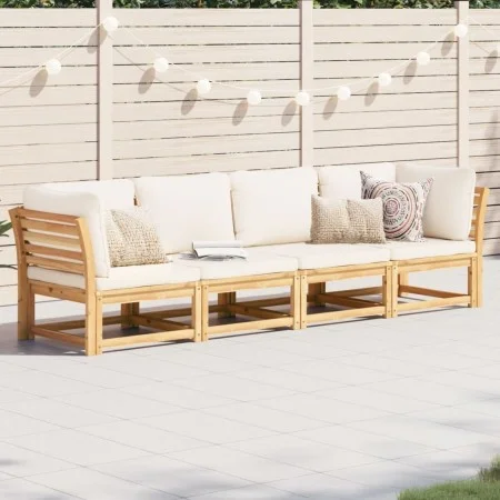 4-piece garden furniture set with solid acacia wood cushions by vidaXL, Modular outdoor sofas - Ref: Foro24-3214292, Price: 5...