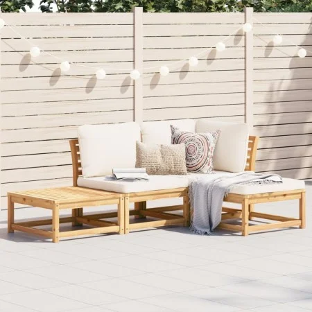 4-piece garden furniture set with solid acacia wood cushions by vidaXL, Modular outdoor sofas - Ref: Foro24-3214284, Price: 3...