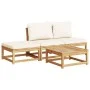 4-piece garden furniture set with solid acacia wood cushions by vidaXL, Modular outdoor sofas - Ref: Foro24-3214303, Price: 3...