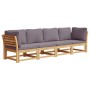 4-piece garden furniture set with solid acacia wood cushions by vidaXL, Modular outdoor sofas - Ref: Foro24-3214315, Price: 5...