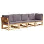 4-teiliges Gartenmöbel-Set mit Kissen aus massivem Akazienholz von vidaXL, Modulare Sofas für den Außenbereich - Ref: Foro24-...