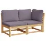 4-teiliges Gartenmöbel-Set mit Kissen aus massivem Akazienholz von vidaXL, Modulare Sofas für den Außenbereich - Ref: Foro24-...