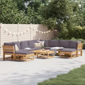 11-piece garden furniture set with solid acacia wood cushions by vidaXL, Modular outdoor sofas - Ref: Foro24-3214320, Price: ...