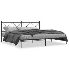 Bed frame with black metal headboard 200x200 cm by vidaXL, Beds and slatted bases - Ref: Foro24-376509, Price: 125,08 €, Disc...