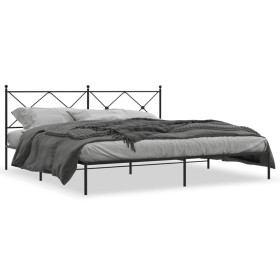 Bettgestell mit schwarzem Metallkopfteil 200x200 cm von vidaXL, Betten und Lattenroste - Ref: Foro24-376509, Preis: 127,12 €,...