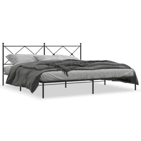 Bettgestell mit schwarzem Metallkopfteil 200x200 cm von vidaXL, Betten und Lattenroste - Ref: Foro24-376509, Preis: 127,12 €,...