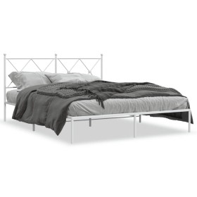 White metal bed frame with headboard 160x200 cm by vidaXL, Beds and slatted bases - Ref: Foro24-376554, Price: 119,25 €, Disc...