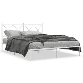 White metal bed frame with headboard 160x200 cm by vidaXL, Beds and slatted bases - Ref: Foro24-376554, Price: 117,37 €, Disc...